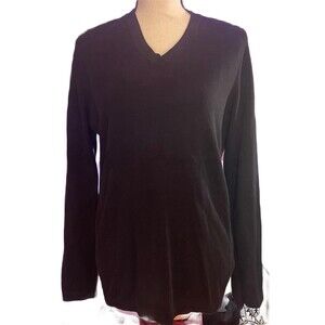 Kenneth Cole Men’s Black Knit Sweater Size M 100% Cotton Military Epaulettes